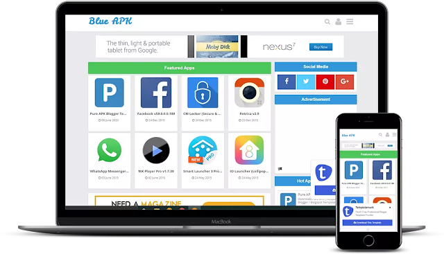 Top 10 Google Play App Store Premium Blogger Templates 2021 Blue APK Premium Blogger Template
