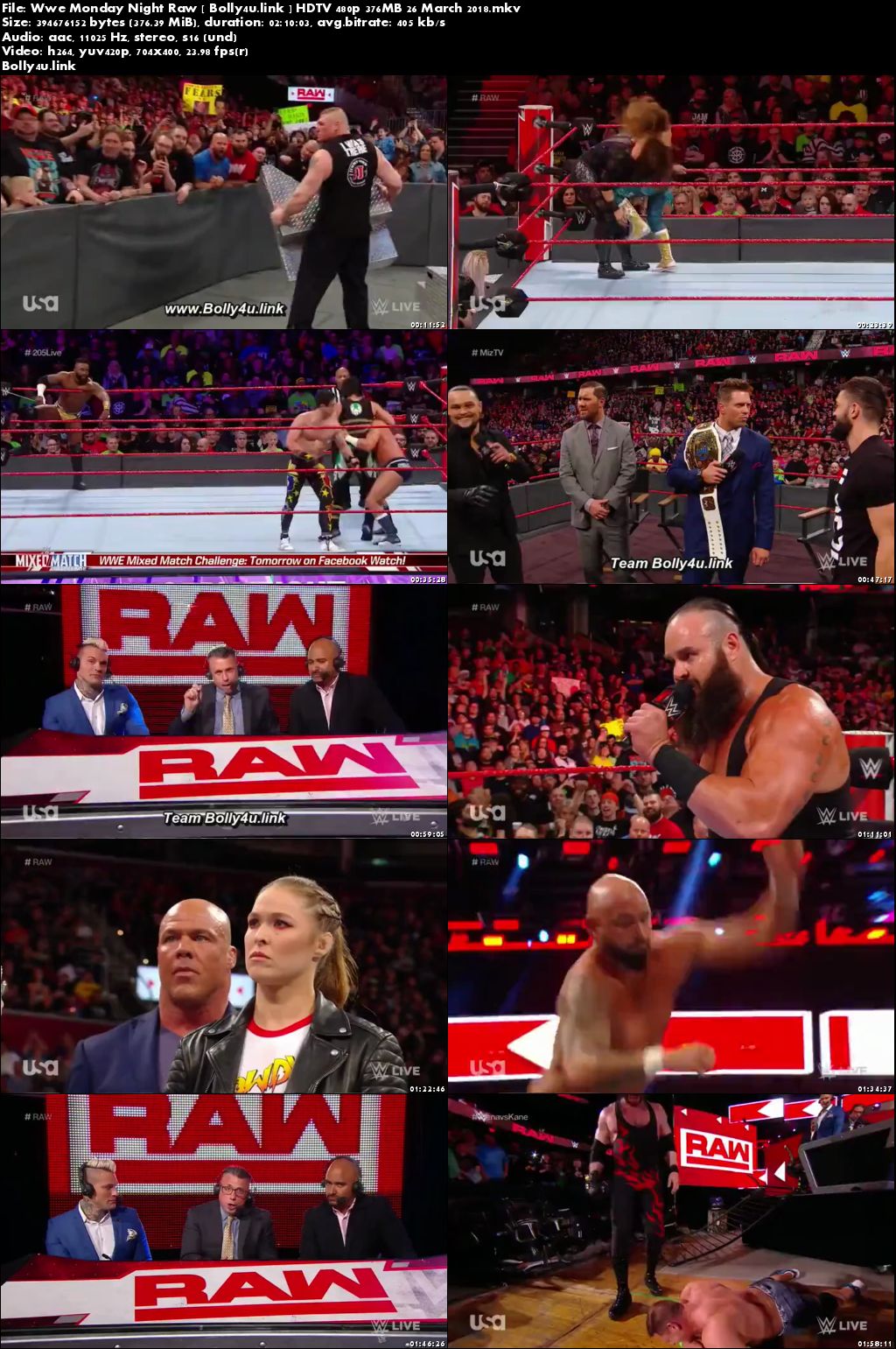 WWE Monday Night Raw HDTV 480p 350MB 26 March 2018 Download