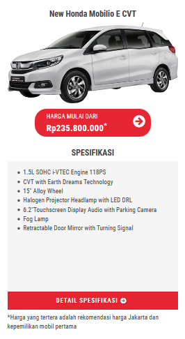 harga dan spesifikasi honda Mobilio