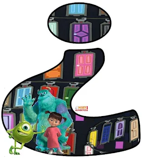 Alfabeto de Mike, Sully y Boo con las Puertas de Monsters S. A. 