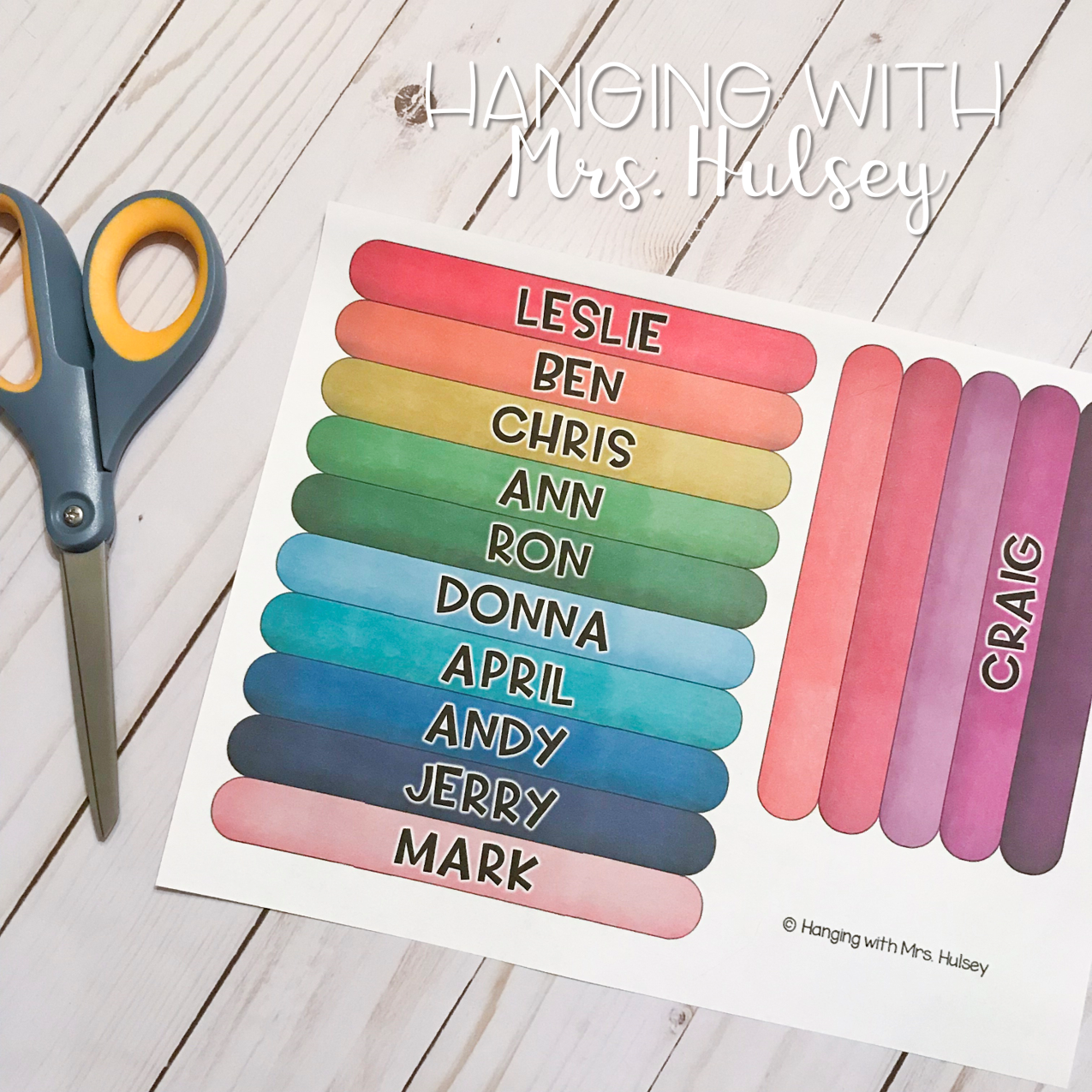 Creating Student Name Sticks Hanging with Mrs. Hulsey