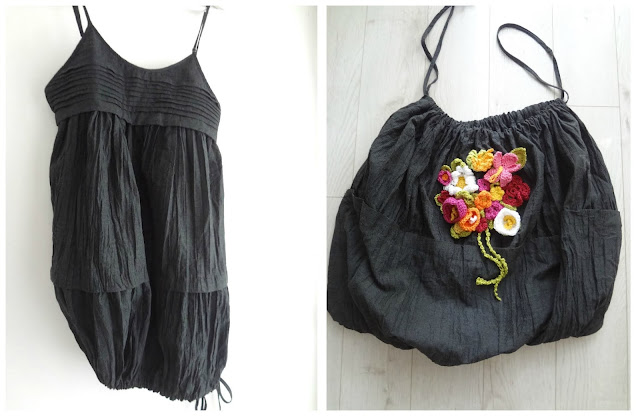 A Bubble Dress into a Yarn Bag - repurpose project