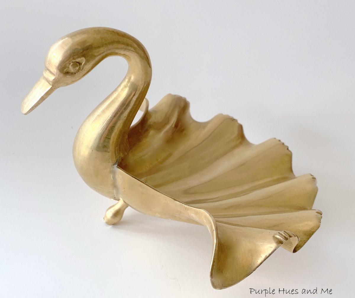 Purple Hues and Me: Updating a Brass Swan Dish