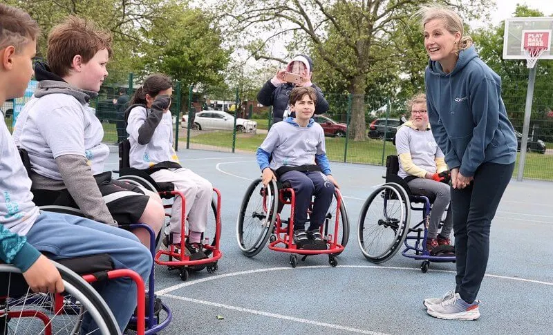 The Countess of Wessex took part in the first of British Wheelchair Basketball's wheelchair course