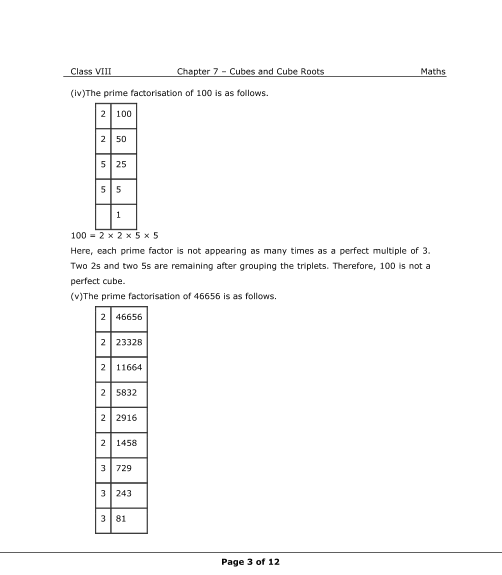 NCERT Solutions for Class 8 Maths Chapter 7 Cubes and Cube Roots