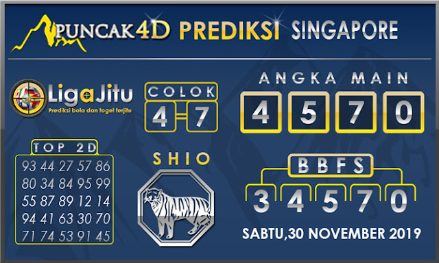 PREDIKSI TOGEL SINGAPORE PUNCAK4D 30 NOVEMBER 2019