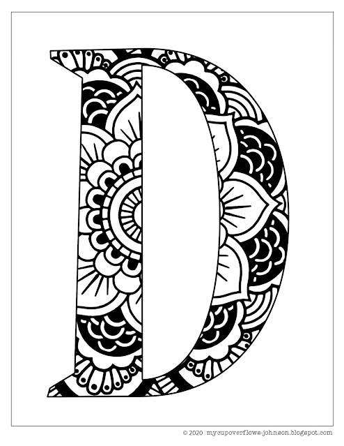 Letter D design coloring page