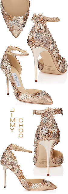 ♦Jimmy Choo Lorelai rose gold floral ankle wrap pumps #jimmychoo #shoes #brilliantluxury