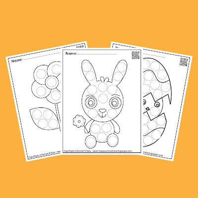 spring do a dot markers activity free printable for kids,free pdf book download,flower,tree,butterfly,snail,rabbit bunny,easter egg,peeps, chick,ladybug,sun and clouds