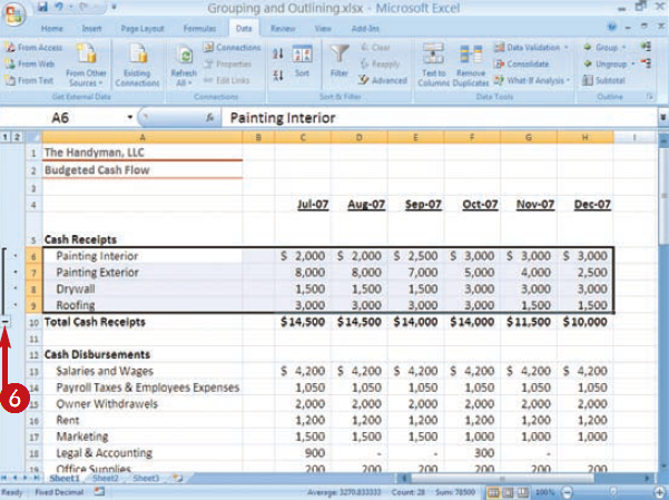 How To : MS Excel Hide rows by GROUPING AND OUTLINING 