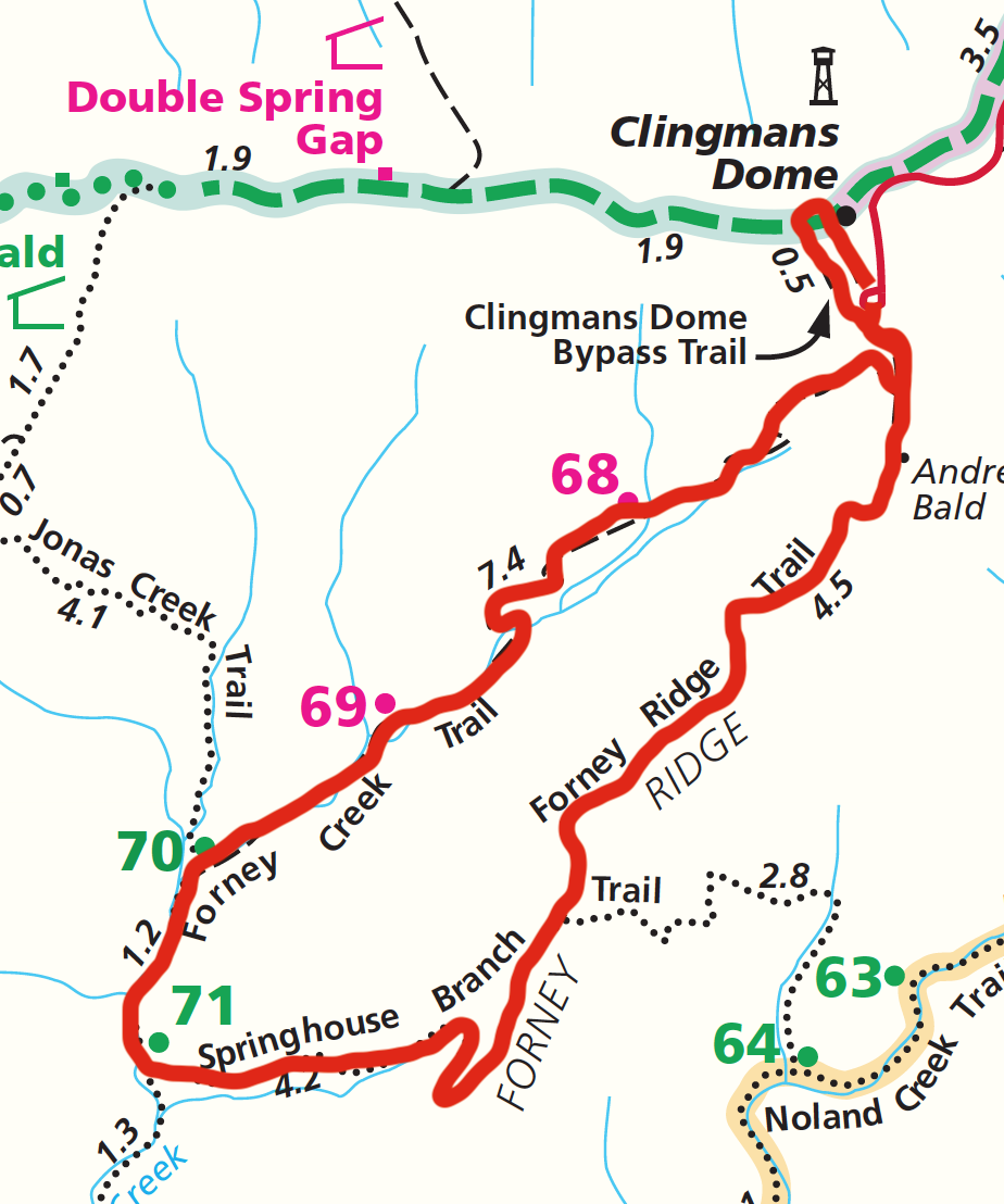 900 miles: Forney Ridge - Springhouse Branch - Forney Creek - Clingmans ...