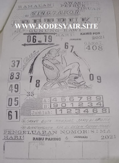 Syair Sgp Kamis 7 Januari 2021 Forum Kode Syair Toto