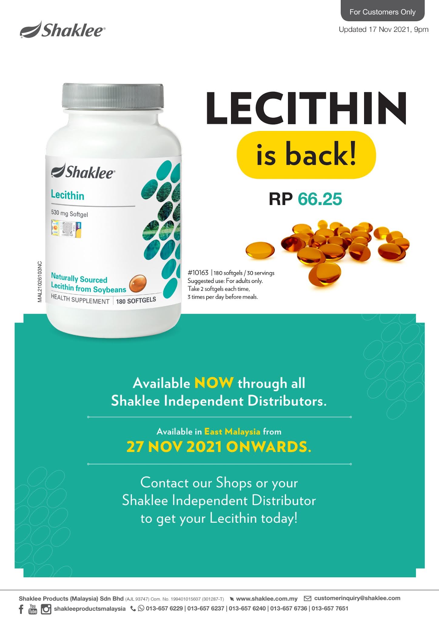 LECITHIN KEMBALI KETAHUI KANDUNGAN DAN MANFAAT LECITHIN SHAKLEE