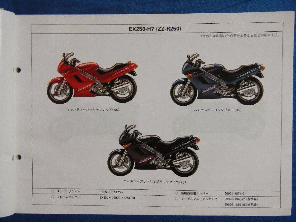 デジタルグッズとバイクの日々: KAWASAKI ZZR250 パーツリストと説明書