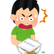 カップ焼きそばを作る人のイラスト(失敗)