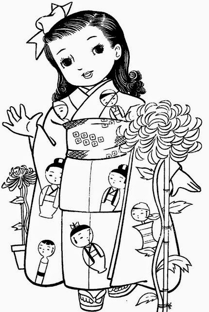 Desenhos de meninas japonesas para colorir, pintar, imprimir!