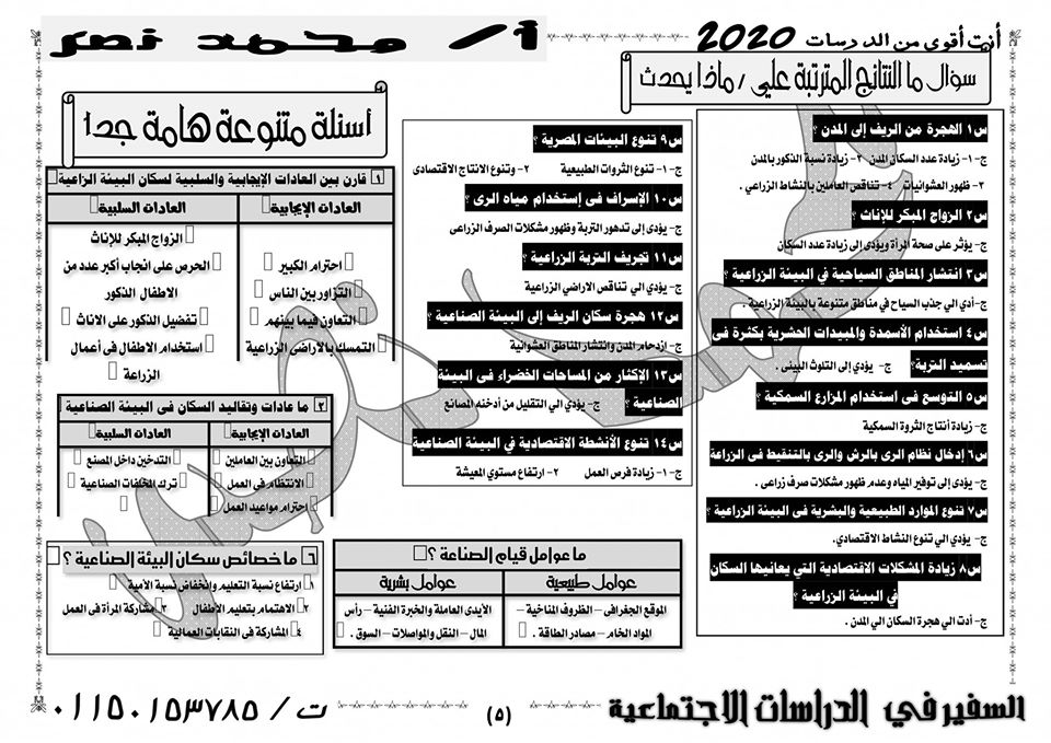 مراجعة دراسات الصف السادس الترم الأول في 9 ورقات لمستر/ محمد نصر