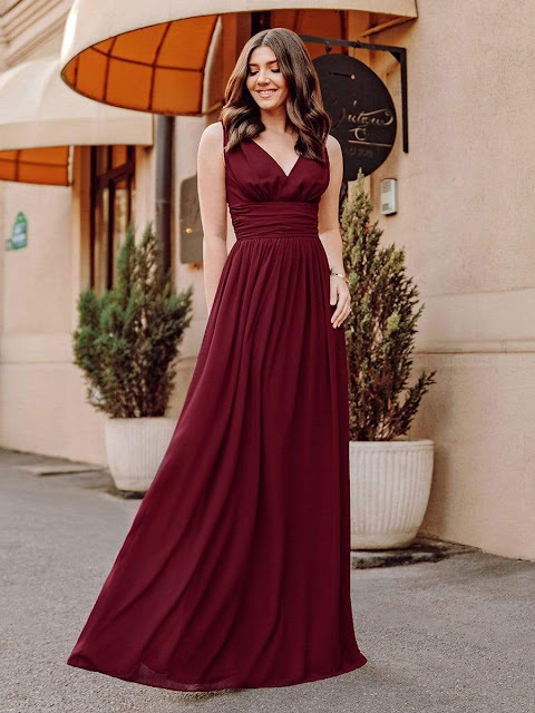 Sleeveless V-Neck Semi-Formal Chiffon Maxi Dress