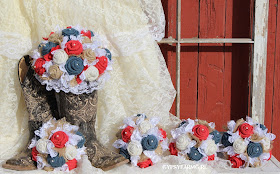 burlap and lace wedding  - bridal bouquets 