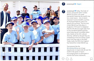 Today, The Duke of Sussex opened the @ICC Cricket World Cup 2019, a six-week tournament featuring the world’s top ten cricket teams - nine of which represent Commonwealth countries. As His Royal Highness said in his speech this morning: “The first ever cricket World Cup took place in England in 1975 and I'm delighted that the UK will once again play host to this wonderful global sporting event featuring ten incredible teams who, thanks to the UK’s cultural diversity, will feel as though they are competing in front of a home crowd every time they take to the field.” Today marks the fifth time England has hosted the Cricket World Cup.  Tournaments like the @cricketworldcup are a huge opportunity to inspire kids all over the world in the power of sport - encouraging them to participate in activity that fosters teamwork, supports an active lifestyle, and builds a deep sense of community.  Yesterday Her Majesty the Queen and The Duke hosted the ICC Cricket World Cup team captains at Buckingham Palace, and today His Royal Highness met with young people involved in cricket youth engagement programmes and local school children from the Henry Fawcett School.  Over the next six weeks, over one million people are expected to attend cricket matches and World Cup activations in the eleven host venues across England and Wales, with a further 1.5 billion watching around the world.  On behalf of The Duke and Duchess of Sussex, best of luck to everyone taking part in the @ICC Cricket World Cup 2019 - and a big thank you to all those staff and volunteers, supporters and fans who will make these next six weeks so special.