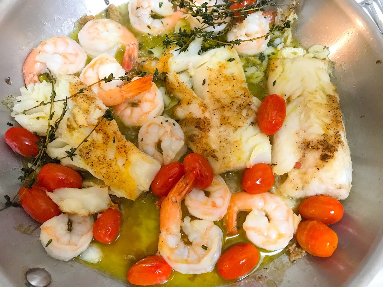 Cod with Shrimp and Cherry Tomatoes