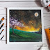 Burning Night Sky | Lukisan Acrylic #28