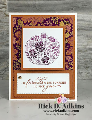 Check out today's card that doubles as a bookmark as well both showcases the Pretty Pumpkins Stamp Set.  Click here for more