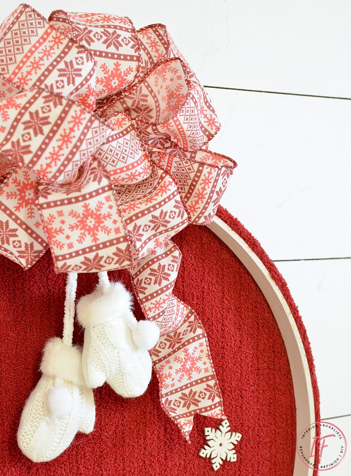 Upcycled Sweater Embroidery Hoop Wreath