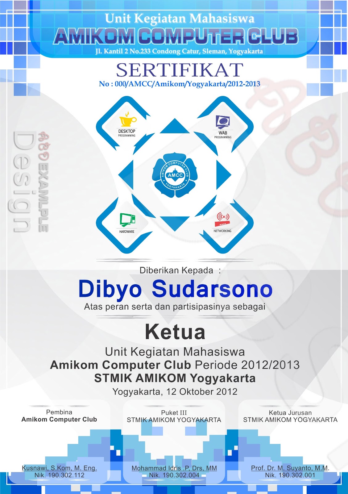 Contoh Sertifikat Pengurus Organisasi Soal Populer