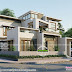 2800 sq-ft contemporary style home left, right and top view