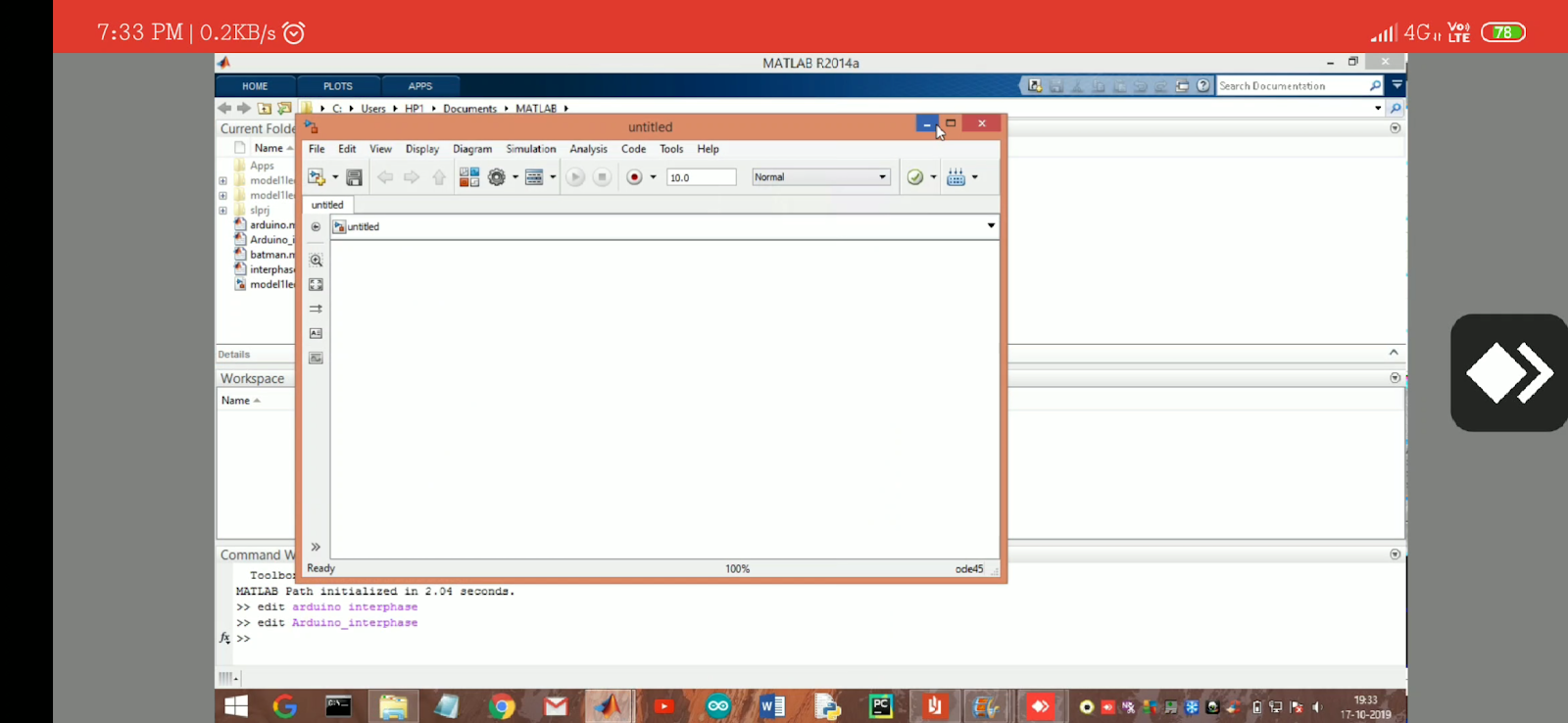 Interphase Arduino with Matlab-Simulink GUI