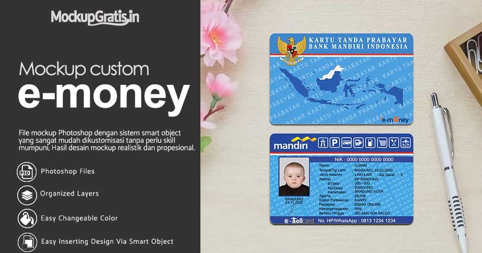 Download Mockup Custom Kartu Uang Elektronik E Money Depan Belakang Gratis Mockupgratis In Download Psd Mockup Gratis PSD Mockup Templates