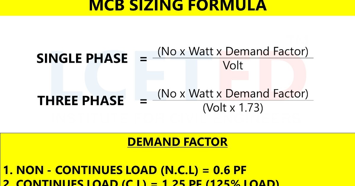 WIRE SIZING AND MCB SELECTION FOR RESIDENTIAL BUILDING -lceted LCETED