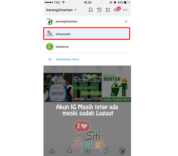 akun instagram masih tetap ada meski sudah logout