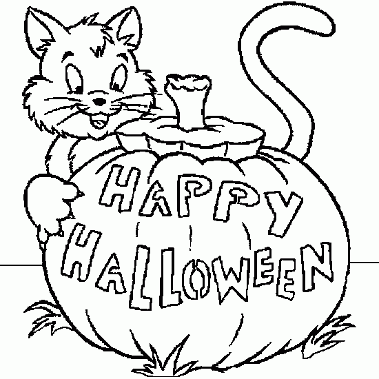 halloween black cat coloring pages for kids - photo #18