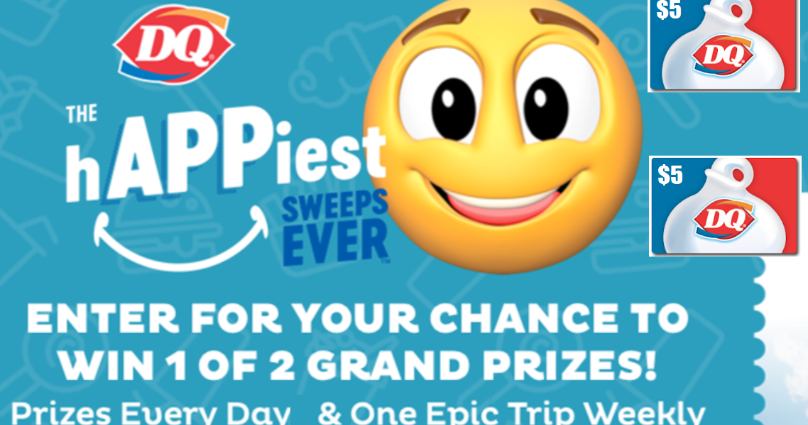 Dairy Queen 5 Gift Card Giveaway 5,600 Winners!! 4 Grand Prize Trip