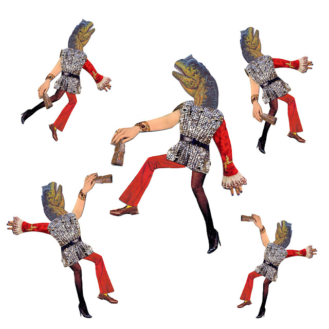 Dancing dino collage