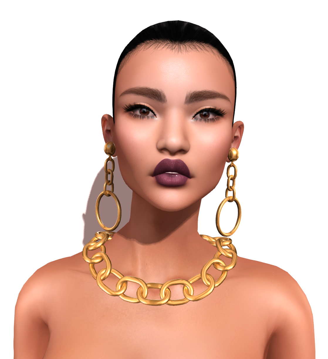 Golden skin. LELUTKA Simone. Woman 3d model Gold Skin. Skin Gold Hazna. Secondlife head Skin.