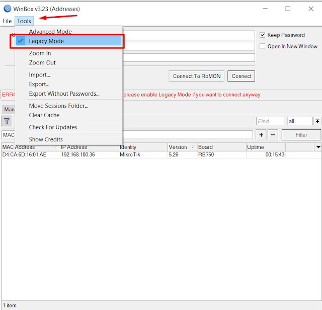 mikrotik dan winbox Penyebab dan cara mengatasi router does not support connection pada winbox