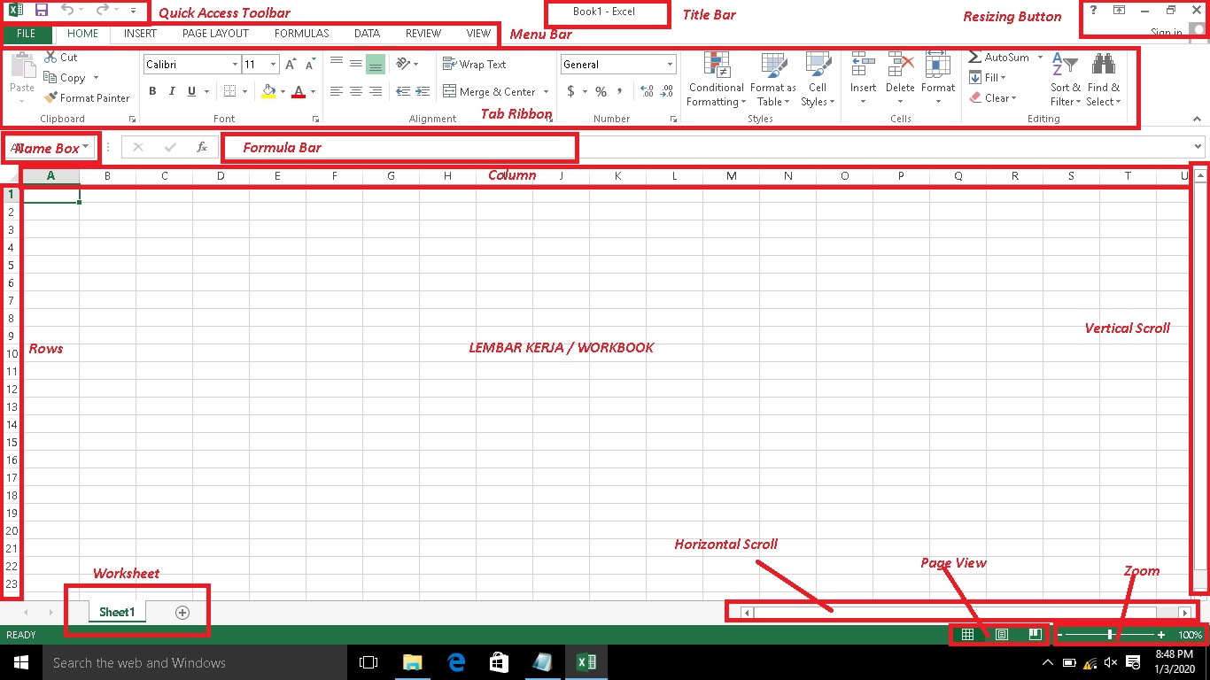 Komponen Komponen Pada Microsoft Excel 2007 Belajar Microsoft Excel