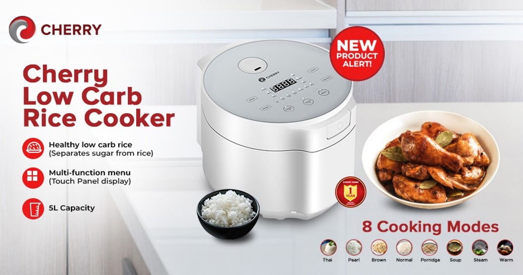 CHERRY Low Carb Rice Cooker Price is PHP 4,500, Great for Health Buffs