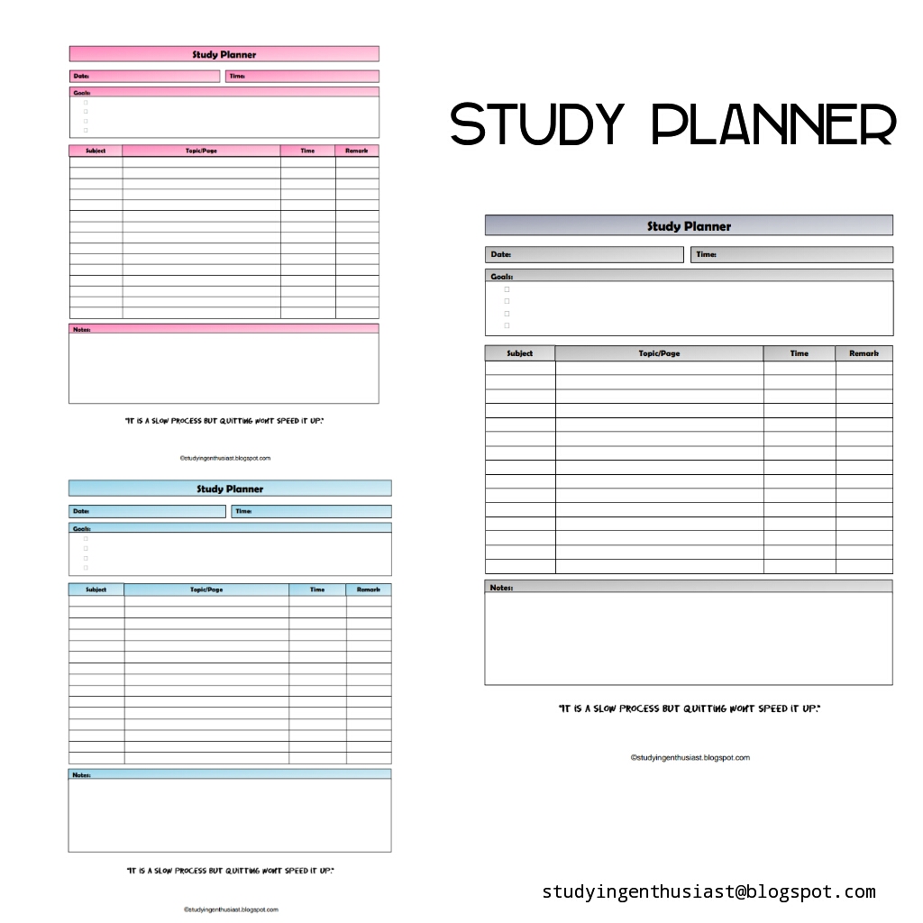 Free Daily Study Planners