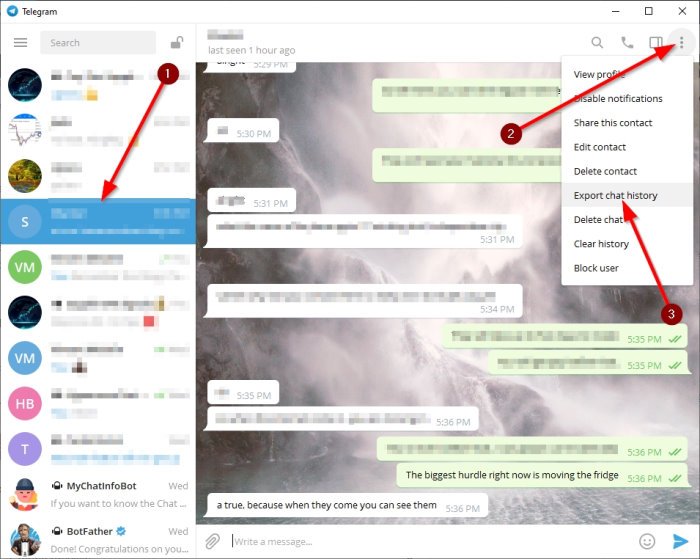 Cómo exportar datos de Chat y Grupo en Telegram