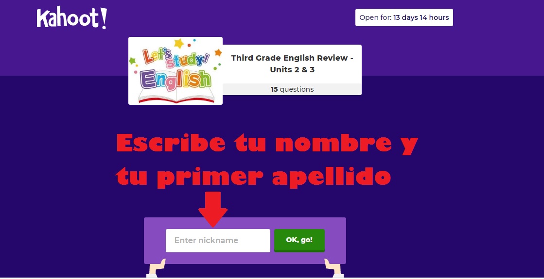 ENGLISH. Kahoot de repaso Unit 2 and 3. Miércoles 25 de marzo