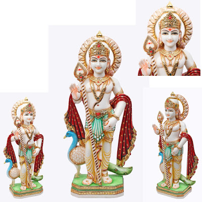 White Marble Kartikeya Sculpture