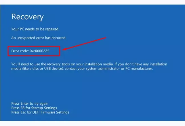 cara mengatasi error code 0xc0000225