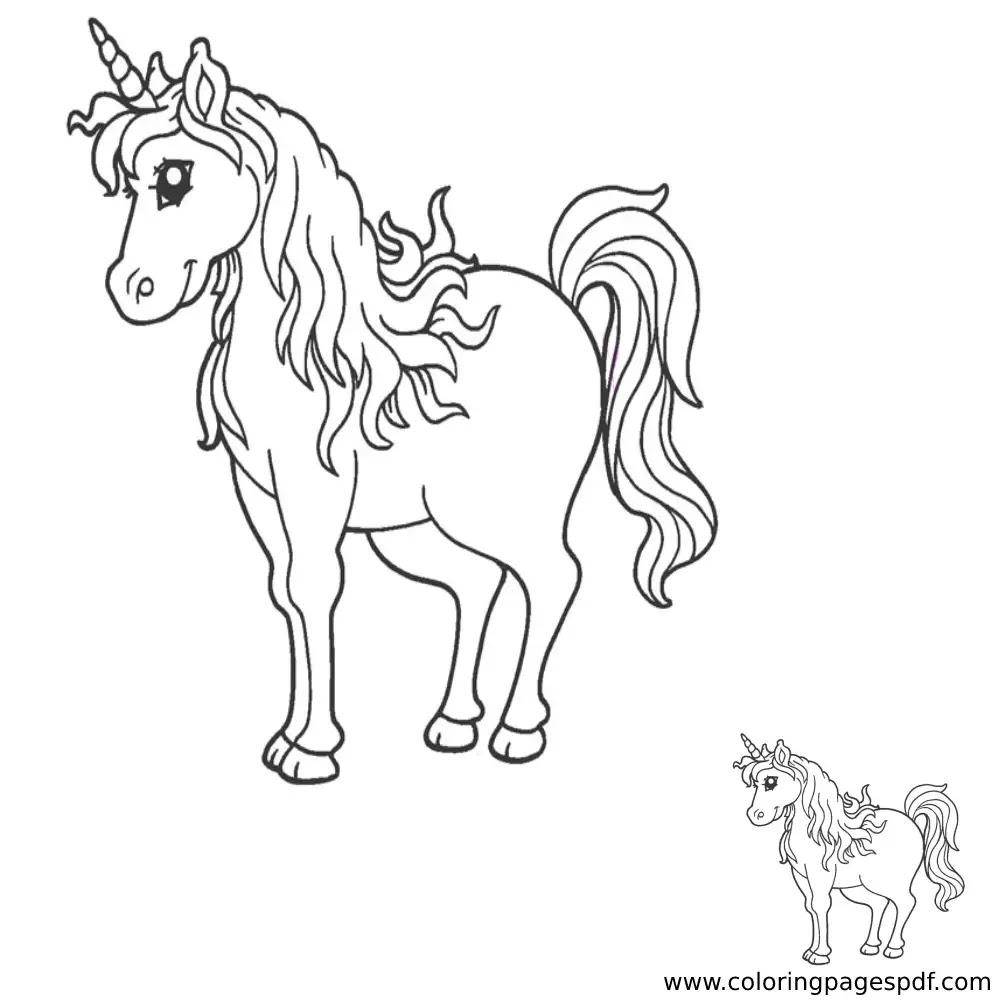Coloring Page Of A Smiling Unicorn