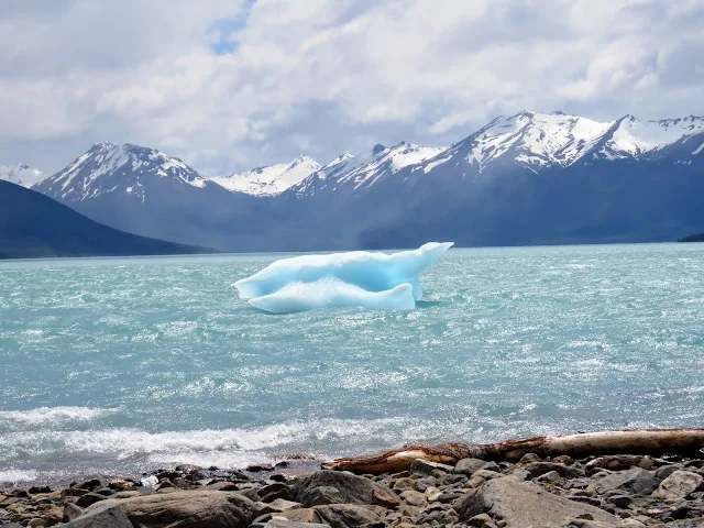 Ice floating down-river from Perito Moreno Glacier near El Calafate Argentina