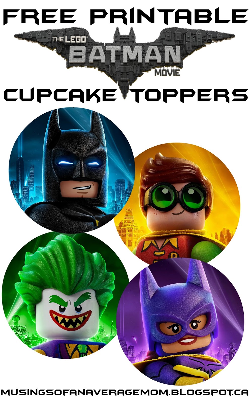 Musings Of An Average Mom Free Lego Batman Cupcake Toppers