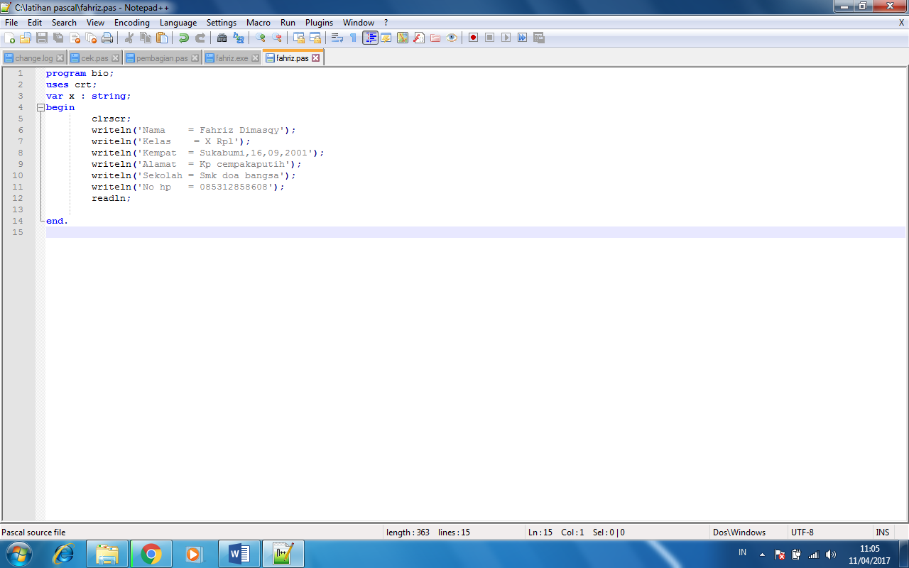 Junior programingindo Cara coding pascal di notepad ++ dan compile,and